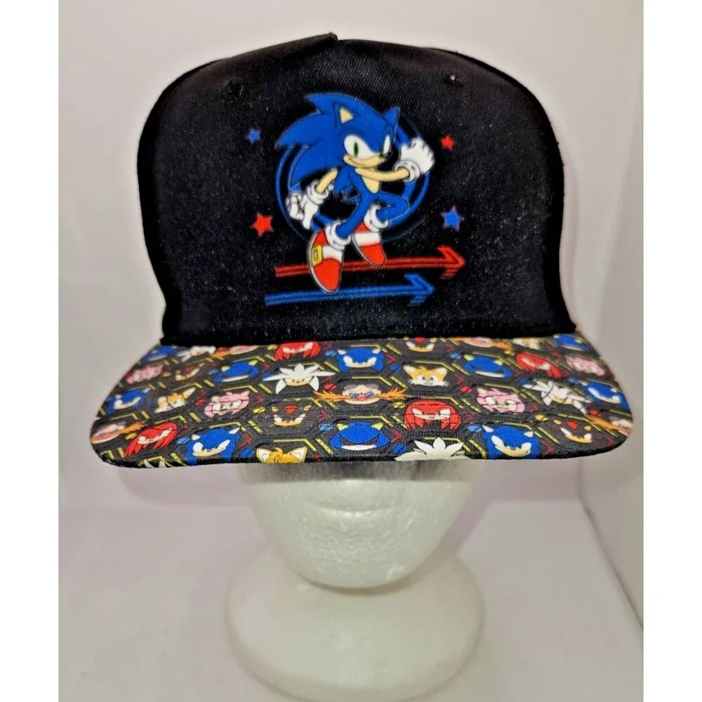 Sonic The Hedgehog Boys Youth Flat Bill Baseball Cap Snapback Gamer Hat Clean